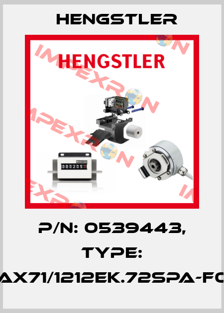 p/n: 0539443, Type: AX71/1212EK.72SPA-F0 Hengstler