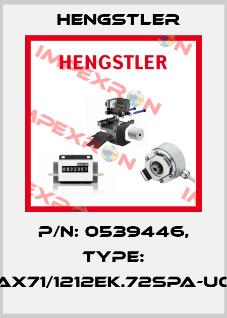 p/n: 0539446, Type: AX71/1212EK.72SPA-U0 Hengstler