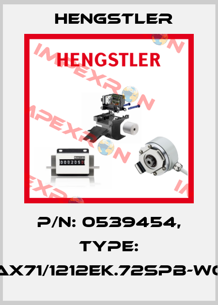 p/n: 0539454, Type: AX71/1212EK.72SPB-W0 Hengstler
