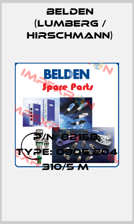 P/N: 82158, Type: 0905 204 310/5 M  Belden (Lumberg / Hirschmann)