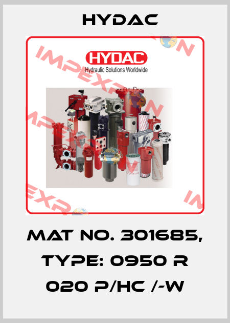 Mat No. 301685, Type: 0950 R 020 P/HC /-W Hydac