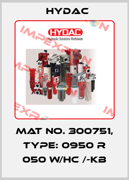 Mat No. 300751, Type: 0950 R 050 W/HC /-KB Hydac