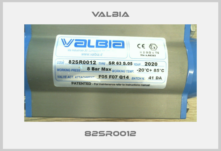 Valbia Actuator DA52 8 Bar Max 82DA0010 