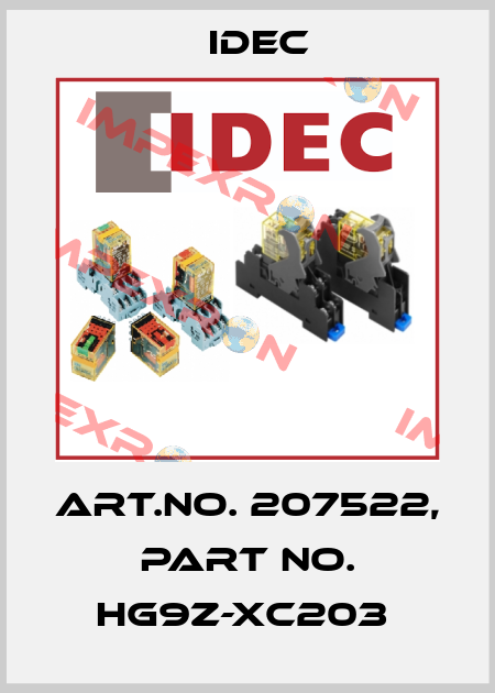 Art.No. 207522, Part No. HG9Z-XC203  Idec