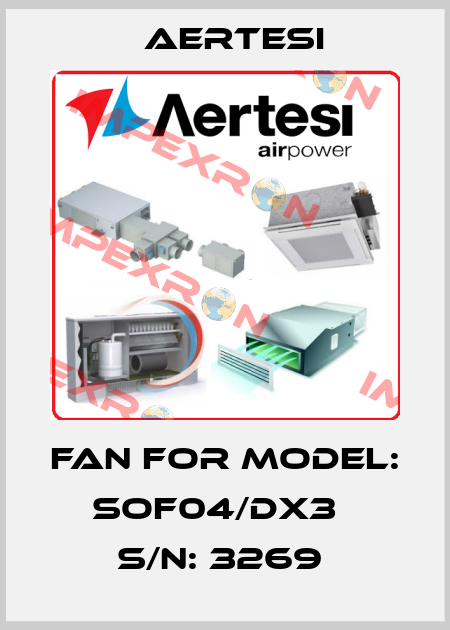 Fan For Model: SOF04/DX3   S/N: 3269  Aertesi