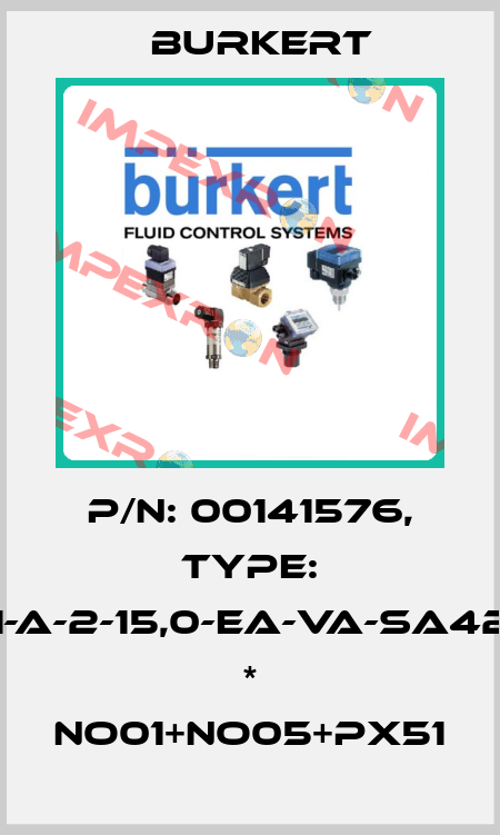 P/N: 00141576, Type: 2031-A-2-15,0-EA-VA-SA42-C-E * NO01+NO05+PX51 Burkert