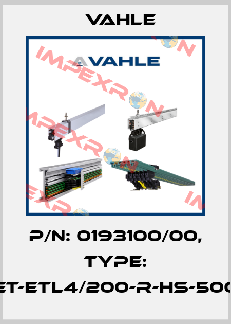 P/n: 0193100/00, Type: ET-ETL4/200-R-HS-500 Vahle