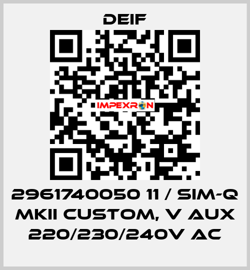 2961740050 11 / SIM-Q MKII CUSTOM, V aux 220/230/240V AC Deif