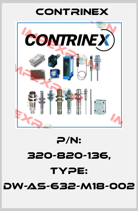 p/n: 320-820-136, Type: DW-AS-632-M18-002 Contrinex