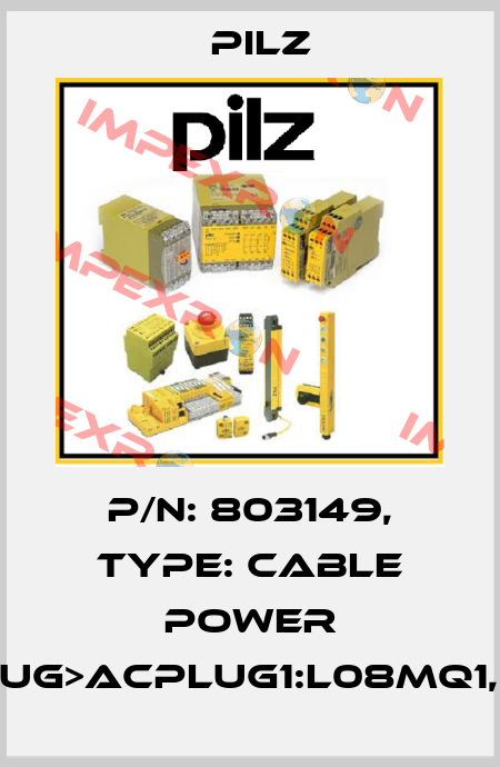 p/n: 803149, Type: Cable Power DD4plug>ACplug1:L08mQ1,5BrSK Pilz