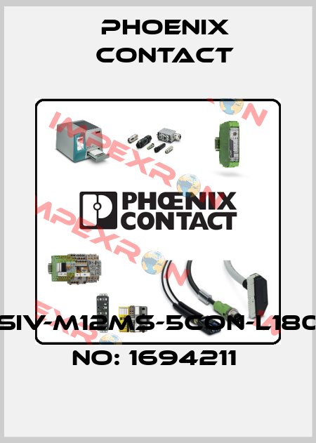 SACC-DSIV-M12MS-5CON-L180-ORDER NO: 1694211  Phoenix Contact