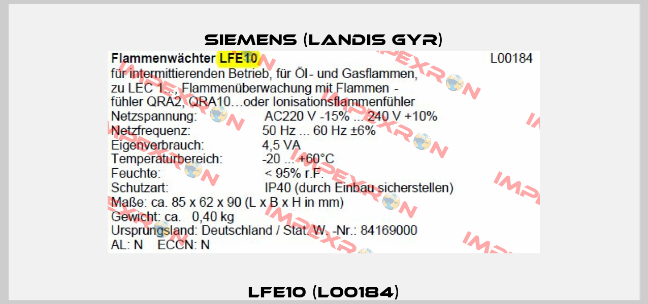 LFE10 (L00184) Siemens (Landis Gyr)