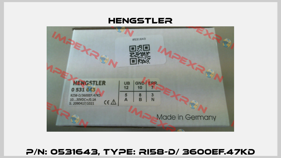 p/n: 0531643, Type: RI58-D/ 3600EF.47KD Hengstler
