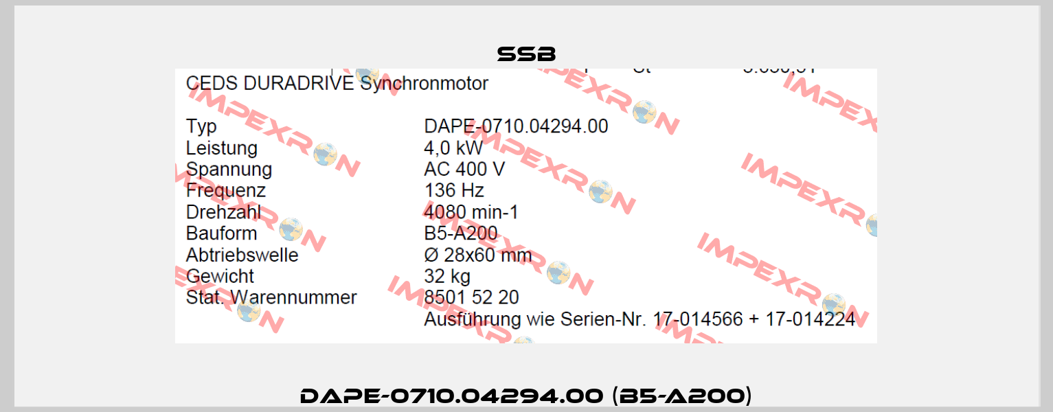DAPE-0710.04294.00 (B5-A200) SSB